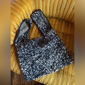 Grade & Gather Chunky Knit Speckled Bag Black and White New with tags